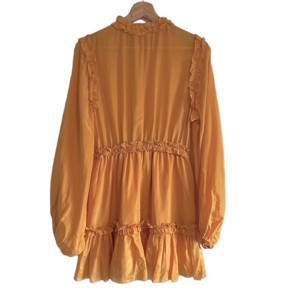 Keepsake The Label Long Sleeve Coquette Mini Dress Women’s Size‎ 4 Silk Yellow - Picture 5 of 9